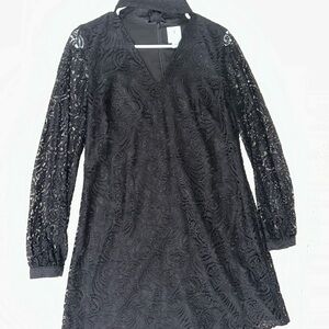 Elegant Black Lace long sleeve Dress